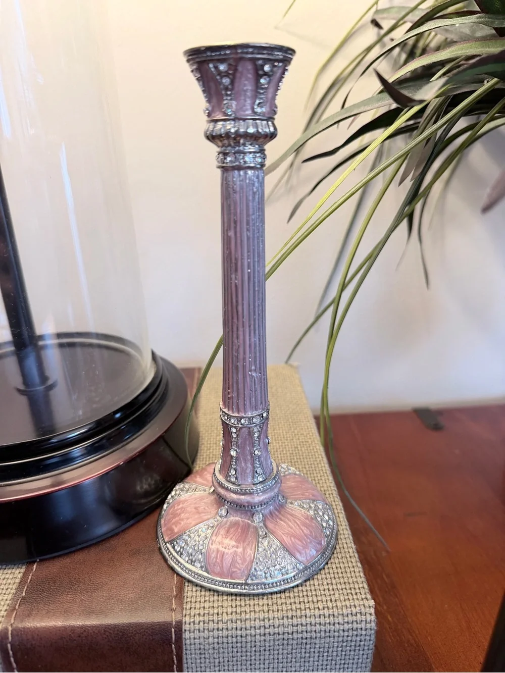 Elegant Pink Decorative Candlestick - Unbranded